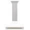 Autograph Edition 30 In. Convertible Satin Stainless Steel Wall Mount Range Hood With White Matte Shell And Champagne Bronze Handle