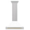 Autograph Edition 30 In. Convertible Satin Stainless Steel Wall Mount Range Hood With White Matte Shell And Polished Gold Handle