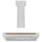Autograph Edition 36 In. Convertible Satin Stainless Steel Wall Mount Range Hood With White Matte Shell And Champagne Bronze Handle