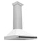 Autograph Edition 36 In. Convertible Satin Stainless Steel Wall Mount Range Hood With White Matte Shell And Matte Black Handle