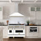 Autograph Edition 48 In. Convertible Satin Stainless Steel Wall Mount Range Hood With White Matte Shell And Champagne Bronze Handle