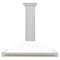 Autograph Edition 48 In. Convertible Satin Stainless Steel Wall Mount Range Hood With White Matte Shell And Champagne Bronze Handle