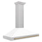 Autograph Edition 48 In. Convertible Satin Stainless Steel Wall Mount Range Hood With White Matte Shell And Champagne Bronze Handle