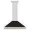 Autograph Edition 36 In. Convertible Stainless Steel Range Hood With Black Matte Shell And Champagne Bronze Handle