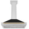 Autograph Edition 36 In. Convertible Stainless Steel Range Hood With Black Matte Shell And Polished Gold Handle