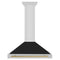 Autograph Edition 36 In. Convertible Stainless Steel Range Hood With Black Matte Shell And Polished Gold Handle