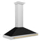 Autograph Edition 48 In. Convertible Stainless Steel Range Hood With Black Matte Shell And Champagne Bronze Handle