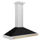 Autograph Edition 48 In. Convertible Stainless Steel Range Hood With Black Matte Shell And Polished Gold Handle