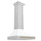 Autograph Edition 30 In. Convertible Stainless Steel Range Hood With White Matte Shell And Champagne Bronze Accents