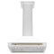 Autograph Edition 30 In. Convertible Stainless Steel Range Hood With White Matte Shell And Champagne Bronze Accents