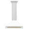 Autograph Edition 30 In. Convertible Stainless Steel Range Hood With White Matte Shell And Champagne Bronze Accents