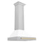 Autograph Edition 30 In. Convertible Stainless Steel Range Hood With White Matte Shell And Polished Gold Accents
