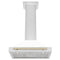 Autograph Edition 30 In. Convertible Stainless Steel Range Hood With White Matte Shell And Polished Gold Accents