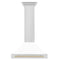 Autograph Edition 30 In. Convertible Stainless Steel Range Hood With White Matte Shell And Polished Gold Accents