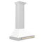 Autograph Edition 30 In. Convertible Stainless Steel Range Hood With White Matte Shell And Polished Gold Accents