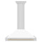 Autograph Edition 36 In. Convertible Stainless Steel Range Hood With White Matte Shell And Polished Gold Accents