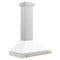 Autograph Edition 36 In. Convertible Stainless Steel Range Hood With White Matte Shell And Polished Gold Accents