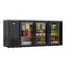 72 in. Commercial Three Glass Door Back Bar Cooler Refrigerator with Side Condenser and Compressor, LED Lighting, 18 Cu. Ft Capacity in Black