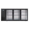 72 in. Commercial Three Glass Door Back Bar Cooler Refrigerator with Side Condenser and Compressor, LED Lighting, 18 Cu. Ft Capacity in Black