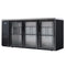 72 in. Commercial Three Glass Door Back Bar Cooler Refrigerator with Side Condenser and Compressor, LED Lighting, 18 Cu. Ft Capacity in Black