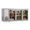 72 in. Commercial Three Glass Door Back Bar Cooler Refrigerator with Side Condenser and Compressor, LED Lighting, 18 Cu. Ft Capacity in Stainless-Steel