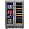 24 in. Dual Zone, Full Glass Door, 21-Bottle/60-Can Wine and Beverage Cooler, Freestanding or Built-in Unit, 4 cu ft