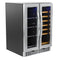 24 in. Dual Zone, Full Glass Door, 21-Bottle/60-Can Wine and Beverage Cooler, Freestanding or Built-in Unit, 4 cu ft.