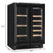 Reserve 24 in. French Door Dual Zone Panel Ready Under-Counter Cooler with Wooden Shelves and 20 Bottle Capacity in the Right Zone and 2.1 Cu. Ft. on the Left in Black