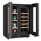 Reserve 24 in. French Door Dual Zone Panel Ready Under-Counter Cooler with Wooden Shelves and 20 Bottle Capacity in the Right Zone and 2.1 Cu. Ft. on the Left in Black