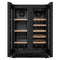 Reserve 24 in. French Door Dual Zone Panel Ready Under-Counter Cooler with Wooden Shelves and 20 Bottle Capacity in the Right Zone and 2.1 Cu. Ft. on the Left in Black