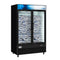 53 in. 42 cu. ft. Commercial Indoor Two Glass-Door Ice Merchandiser Freezer in Black