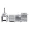 Outdoor Kitchen Series Modular Kitchen with a Dual Fuel Pizza Oven, Refrigerator and Cabinet, Double Refrigerator Drawers, Sink and 30 in. BBQ Grill and Cabinet in Stainless-Steel