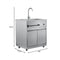 KoolMore Outdoor Kitchen Series Modular Kitchen with a Dual Fuel Pizza Oven, 3 Drawer Cabinet, Corner Cabinet, Double Refrigerator Drawers with Cabinet, Sink, Side Burner and a 30 in. BBQ Grill and Cabinet in Stainless-Steel