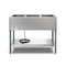 Three Pan Open Well Electric Steam Table with Undershelf