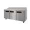 70 in. Commercial 3-Door Refrigerated Salad and Sandwich Prep Table, 18 Pan Capacity and 22 Cu. Ft. of Storage in Stainless-Steel