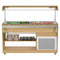 59 in. Commercial Refrigerated Buffet Table with Capacity for 4 Full-Size GN Pans, Featuring Adjustable Cover, a Serving Rail and 4 Lockable Casters in Wooden Finish