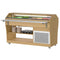 59 in. Commercial Refrigerated Buffet Table with Capacity for 4 Full-Size GN Pans, Featuring Adjustable Cover, a Serving Rail and 4 Lockable Casters in Wooden Finish