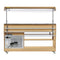 59 in. Commercial Refrigerated Buffet Table with Capacity for 4 Full-Size GN Pans, Featuring Adjustable Cover, a Serving Rail and 4 Lockable Casters in Wooden Finish
