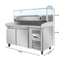 59 in. Commercial Refrigerated Granite Top Pizza Prep Station with Stainless Steel Refrigerated Condiment Pan Holder