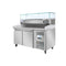 59 in. Commercial Refrigerated Granite Top Pizza Prep Station with Stainless Steel Refrigerated Condiment Pan Holder