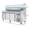 79 in. Three-Door Commercial Refrigerated Granite Top Pizza Prep Station With a Refrigerated Stainless-Steel Condiment Pan Holder