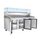 79 in. Three-Door Commercial Refrigerated Granite Top Pizza Prep Station With a Refrigerated Stainless-Steel Condiment Pan Holder
