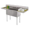 72 in. 16-Gauge Commercial Sink with Backsplash and Dual 18 in. Drainboards, Bowl Dimensions 18"x18"x14" in Stainless-Steel