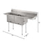 57 in. 18-Gauge 2-Compartment Commercial Sink with Backsplash and 18 in. Right Drainboard, Bowl Dimensions 18"x18"x14" in Stainless-Steel