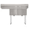 57 in. 18-Gauge 2-Compartment Commercial Sink with Backsplash and 18 in. Right Drainboard, Bowl Dimensions 18"x18"x14" in Stainless-Steel