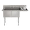 57 in. 16-Gauge 2-Compartment Commercial Sink with 18 in. Right drainboard, Bowl Dimensions 18"x18"x14" in Stainless-Steel