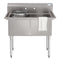 42 in. 18-Gauge 2-Compartment Commercial Sink with Backsplash, Bowl Dimensions 18"x18"x14" in Stainless-Steel