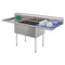 84 in. 18-Gauge 2-Compartment Commercial Sink with Backsplash and 24 in. Dual Drainboards, Bowl dimensions 18"x24"x14" in Stainless-Steel