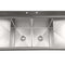 84 in. 18-Gauge 2-Compartment Commercial Sink with Backsplash and 24 in. Dual Drainboards, Bowl dimensions 18"x24"x14" in Stainless-Steel
