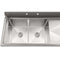 63 in. 18-Gauge 2-Compartment Commercial Sink with Backsplash and 24 in. Right Drainboard, Bowl dimensions 18"x24"x14" in Stainless-Steel